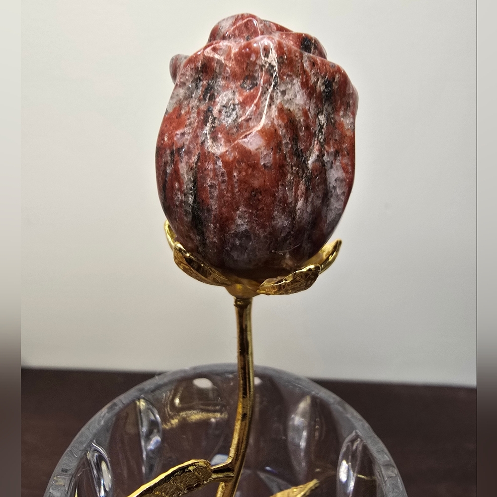 Red Sesame Stone Crystal Rose - Picture 3 of 13